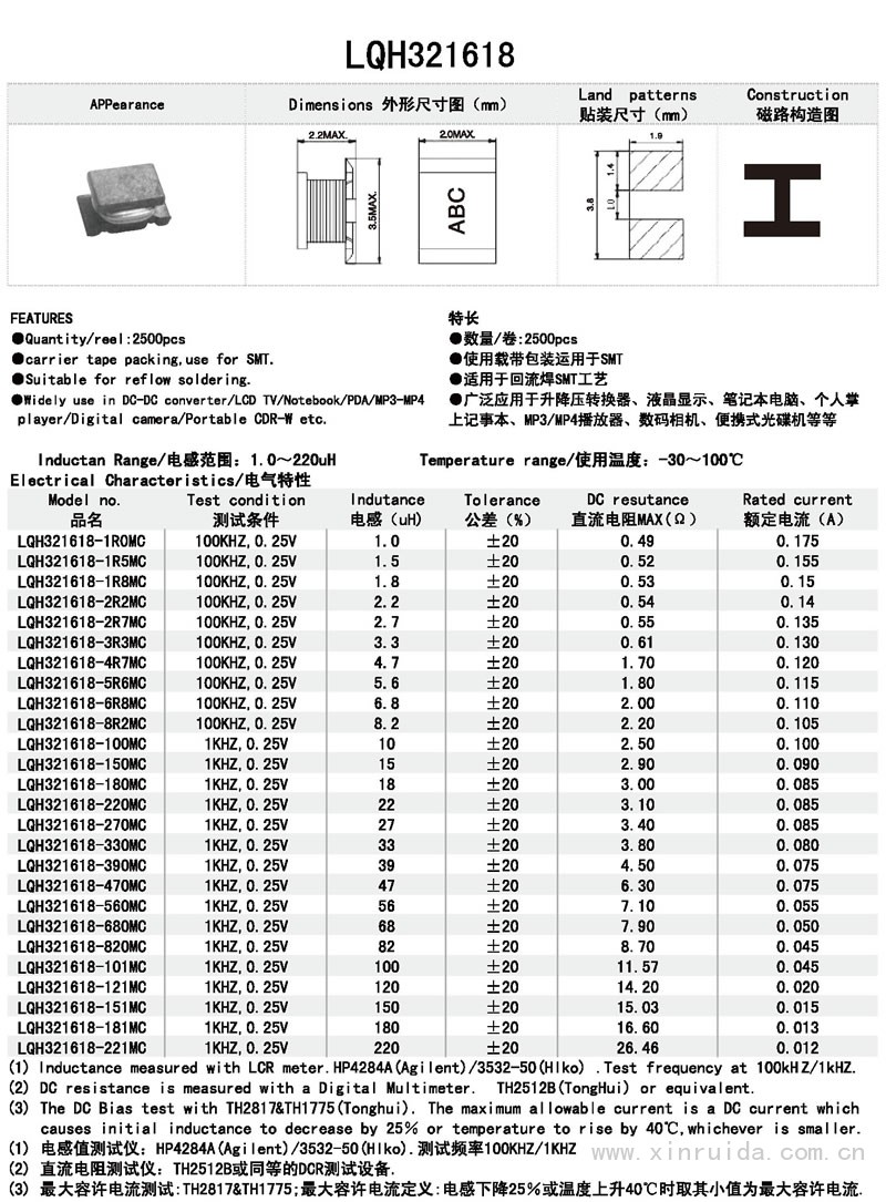 芯瑞達電子,LQH321618電感,貼片電感,功率電感,繞線(xiàn)電感