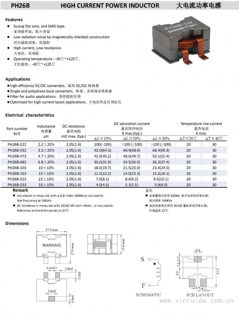 PH26B 大電流功率電感
