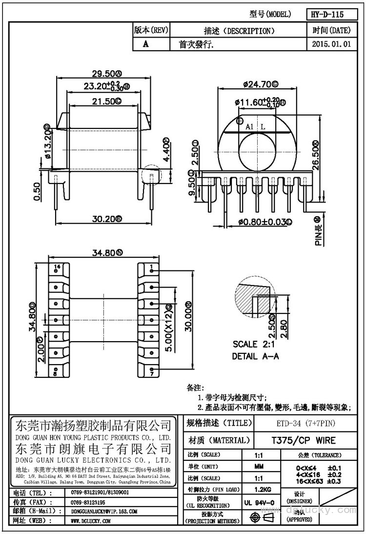 HY-D-115 ETD-34臥式(7+7PIN)