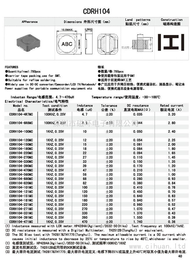 CDRH104貼片功率電感 