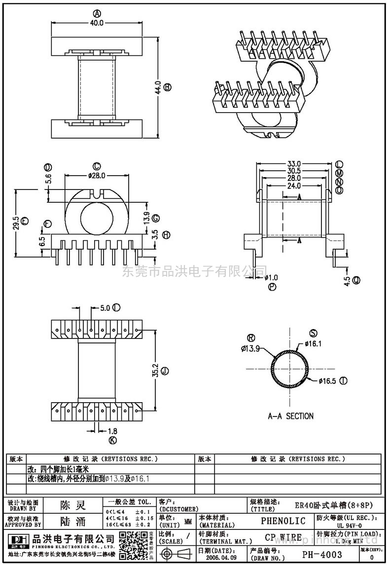 PH-4003 ER40臥式單槽(8+8P)