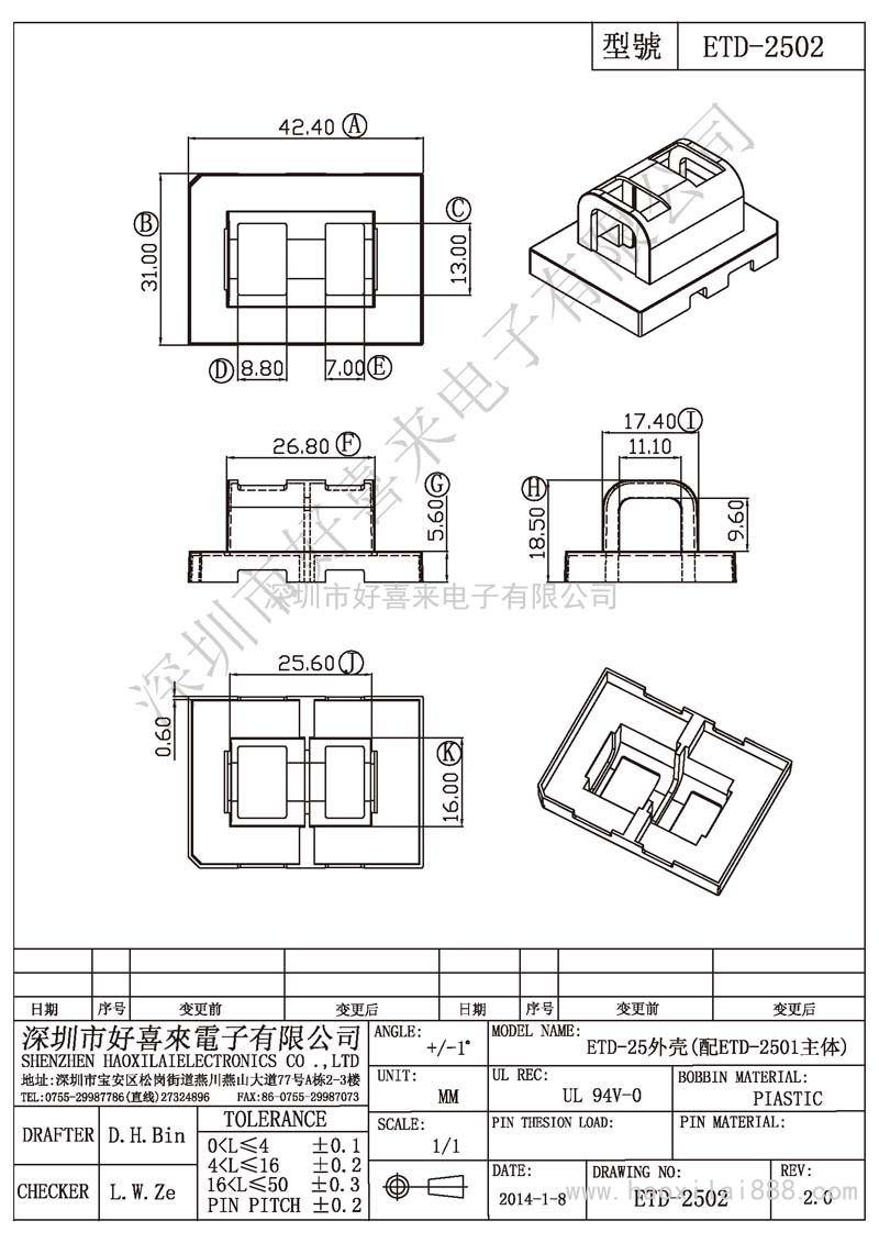 ETD-2502 ETD-25外殼