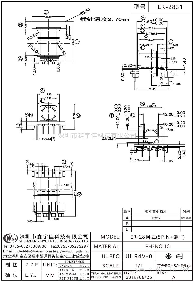 ER-2831 ER-28臥式(5PIN+端子)