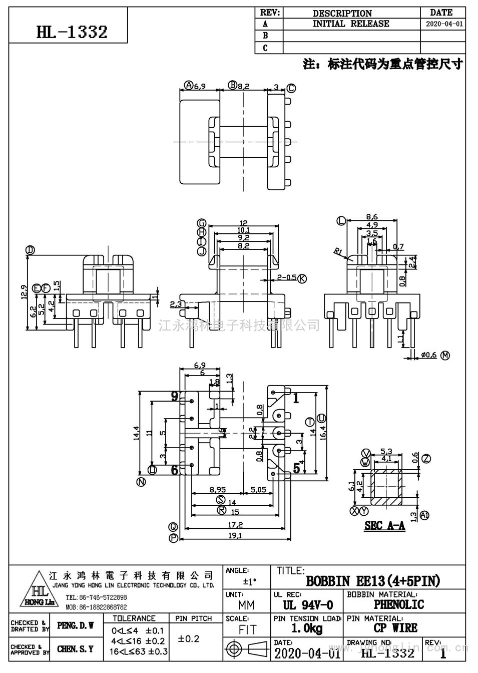 HL-1332/EE-13臥式(4+5P)